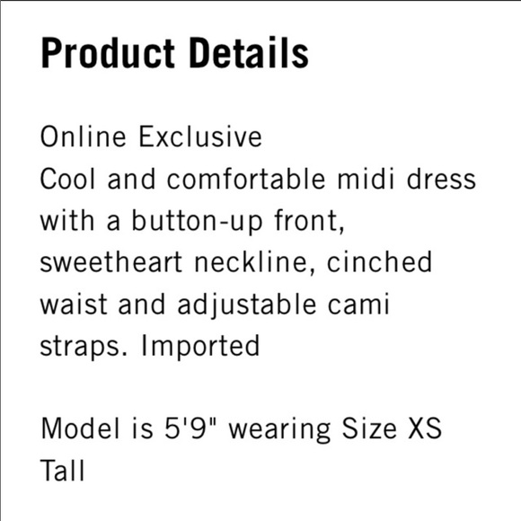 Button-Up Cami Midi Dress - Abercrombie XS - Picture 4 of 4